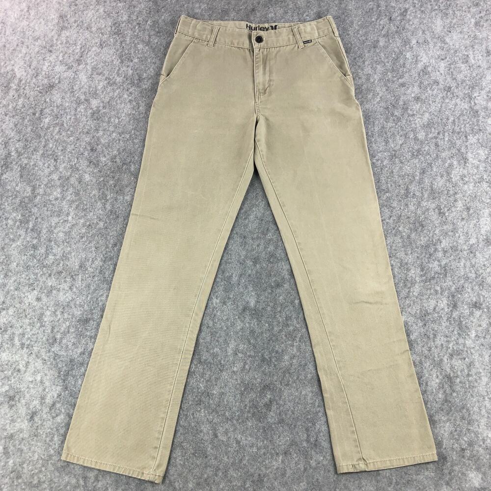 Hurley Youth Boys Jeans Sz 16 Tan Flex Stretch Straight Adjustable Stretch Waist